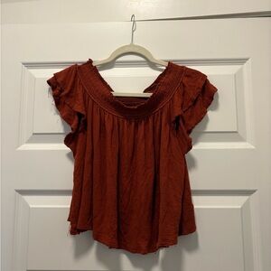 rust off the shoulder top